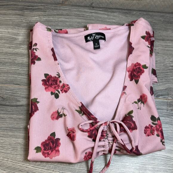 Vtg Self Esteem Babydoll Top Size XL Floral Y2K Stretch Fairy Grunge Whimsigoth - Picture 15 of 16